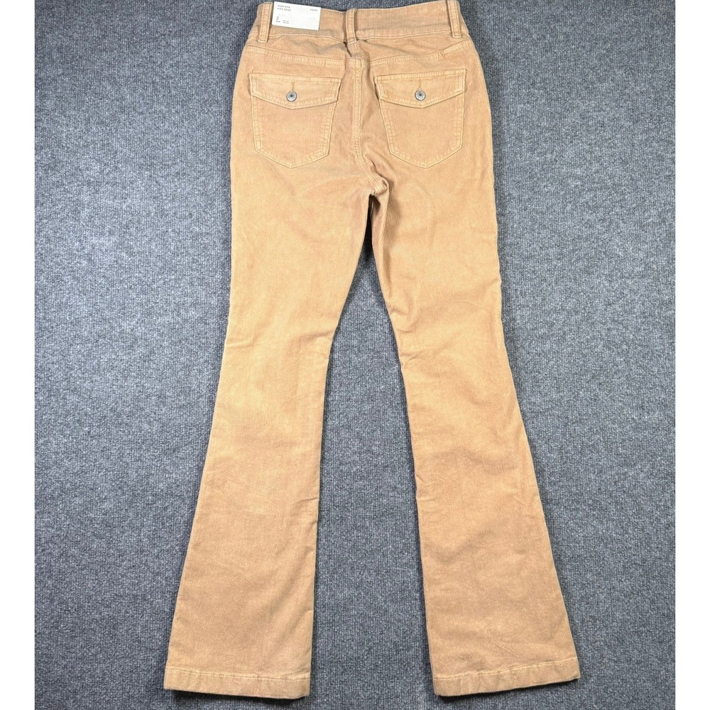 American Eagle Corduroy Pants Womens 2 Tan High Rise Kick Boot Stretch New